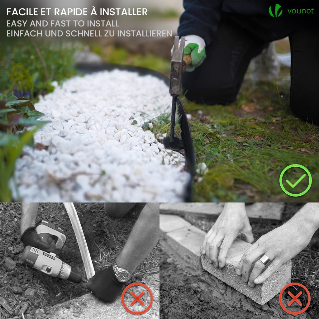 Bordure de jardin flexible en PVC 20m avec 40 piquets - hauteur 5cm - noir - VOUNOT® - 2