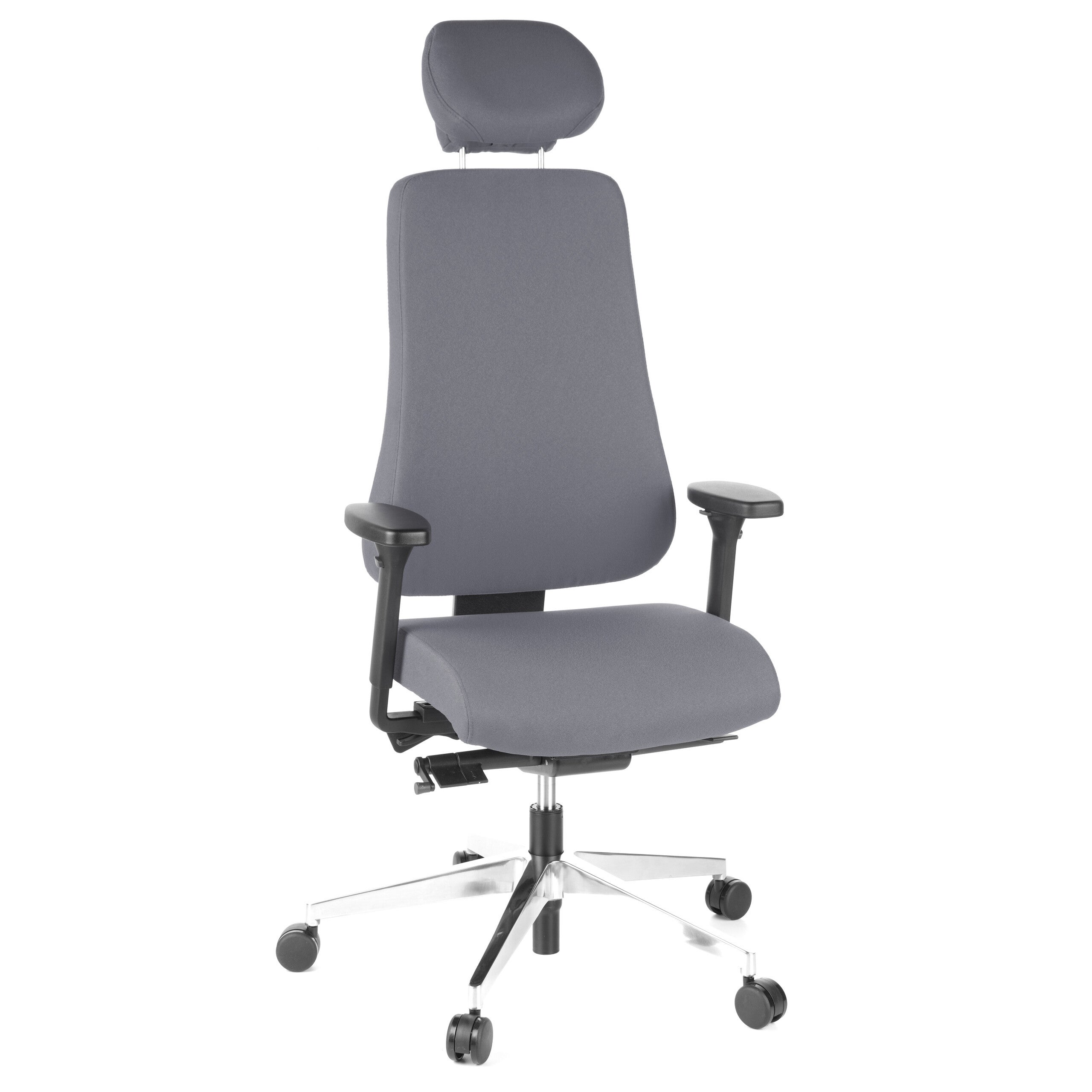 Krzesło biurowe / krzesło wykonawcze PRO-TEC 400 tkanina antracyt aluminium polerowane hjh OFFICE