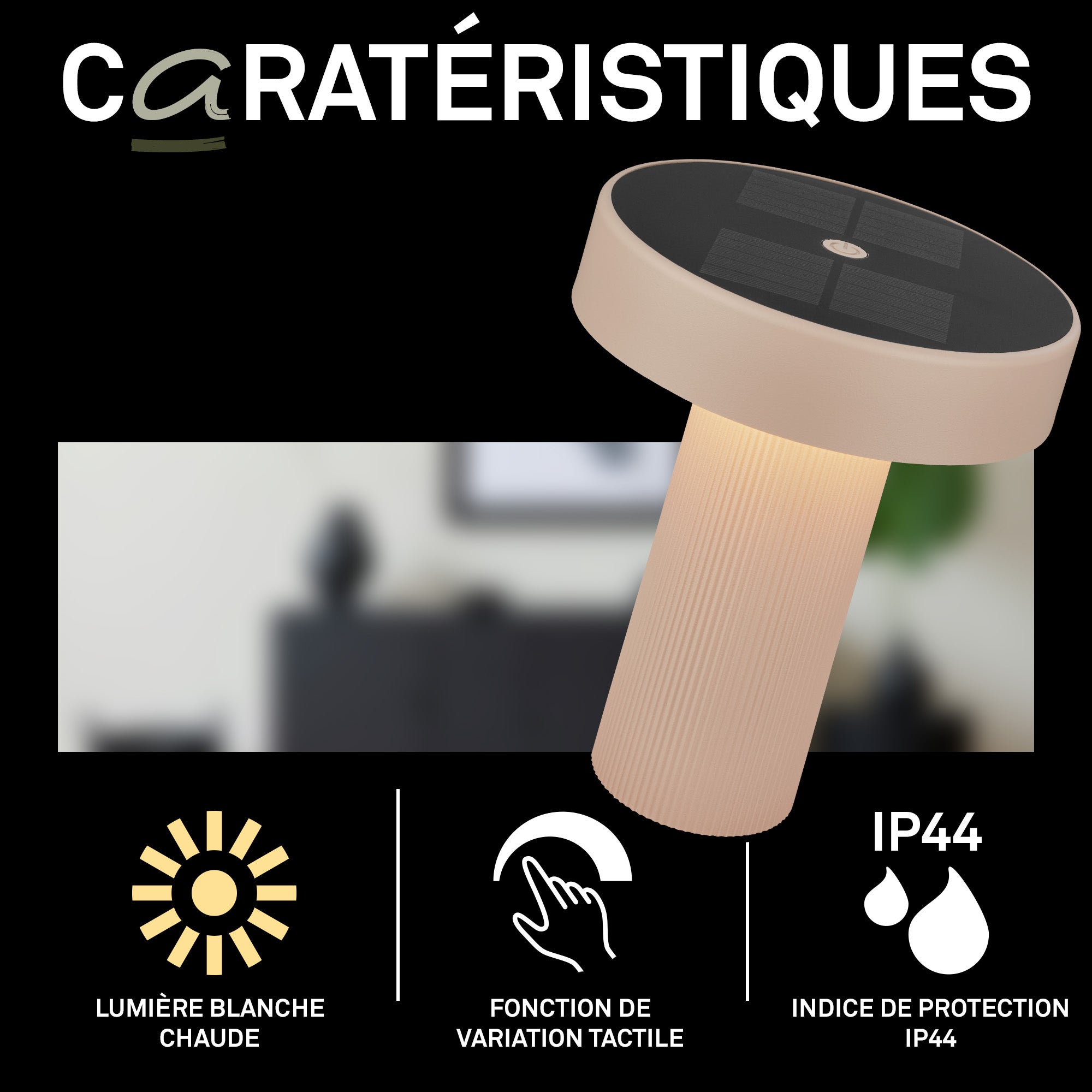 Lampe de table LED - German Design Award - Sans fil - Solaire - Ø16x20cm - Blanc chaud - 1W, 150lm - Briloner - 2