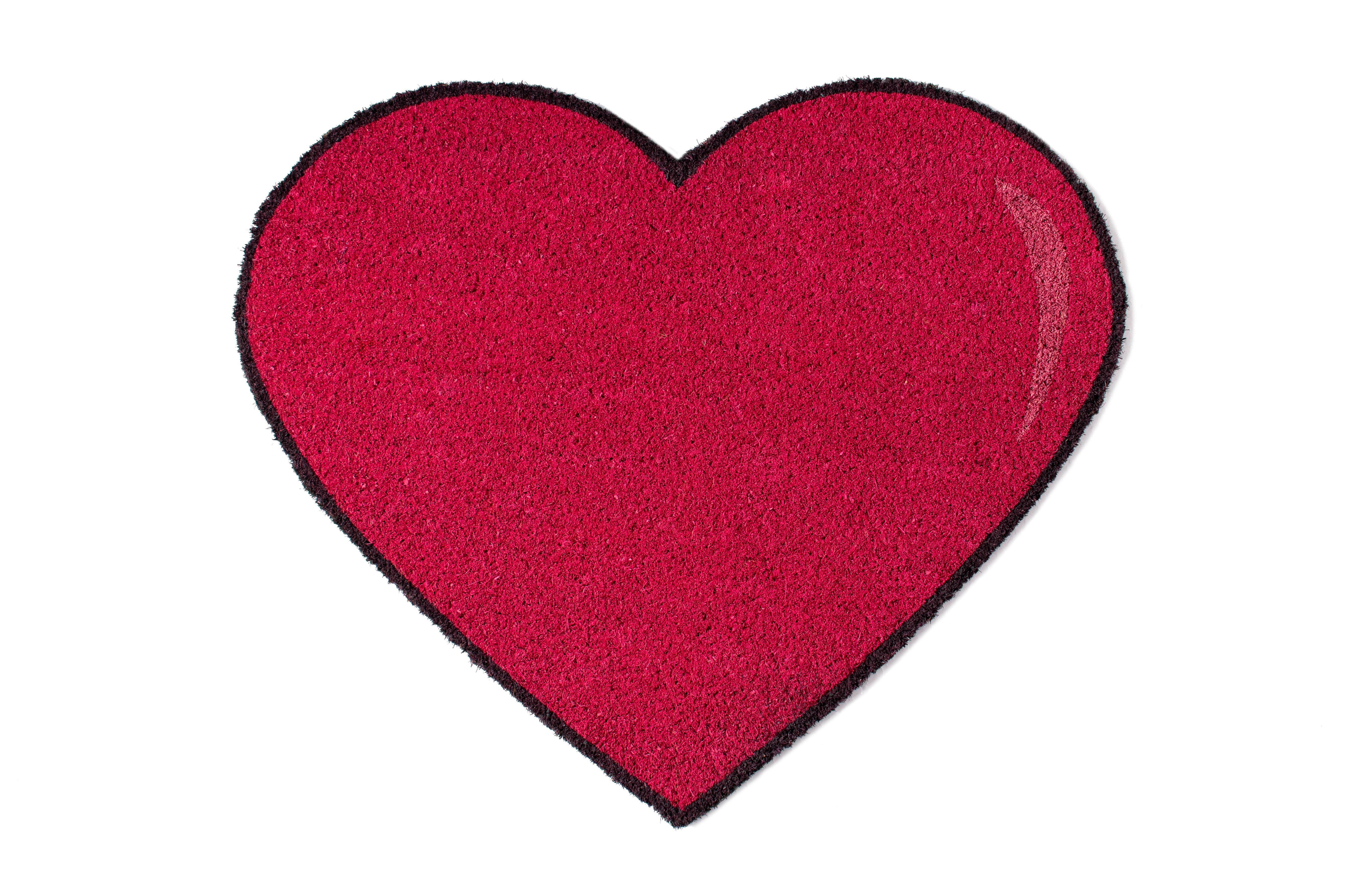 Fisura – felpudo exterior “corazón” de coco con base antideslizante de pvc. felpudo formas para entrada de casa. medidas:60 cm x 50 cm x 1,5 cm. rojo