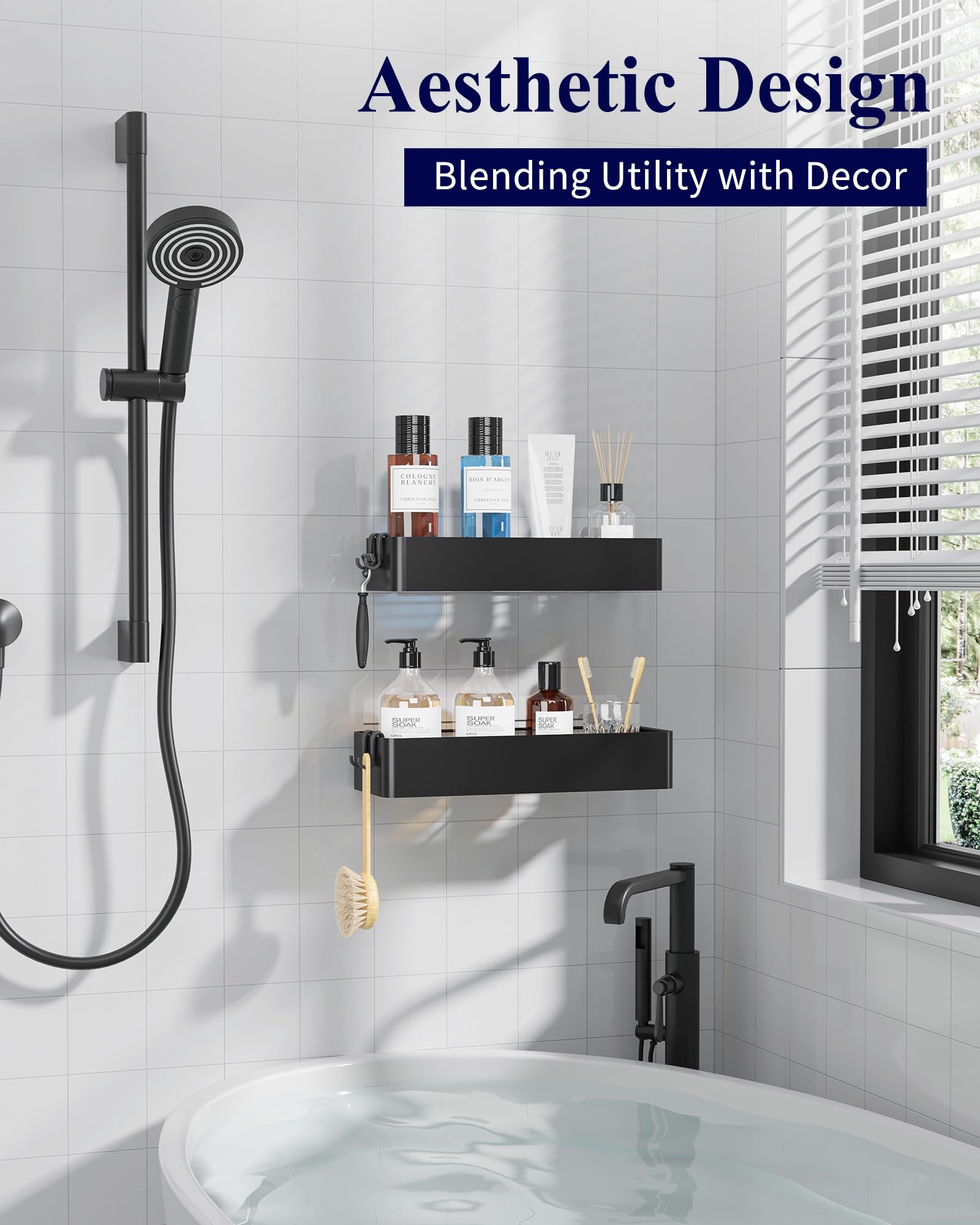 Pack de 5 paniers de douche adhésifs, organisateurs et rangements de