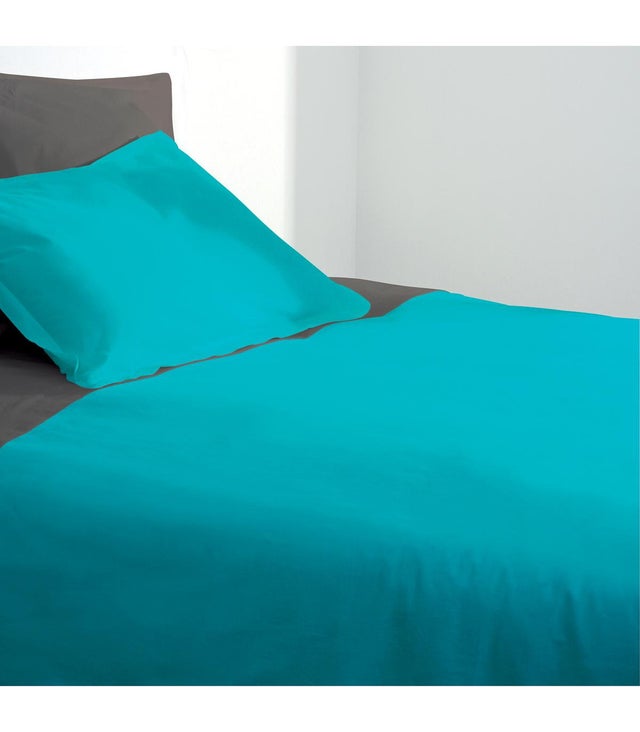Housse De Couette 2 Personnes En Coton Turquoise 240 X 220 Cm
