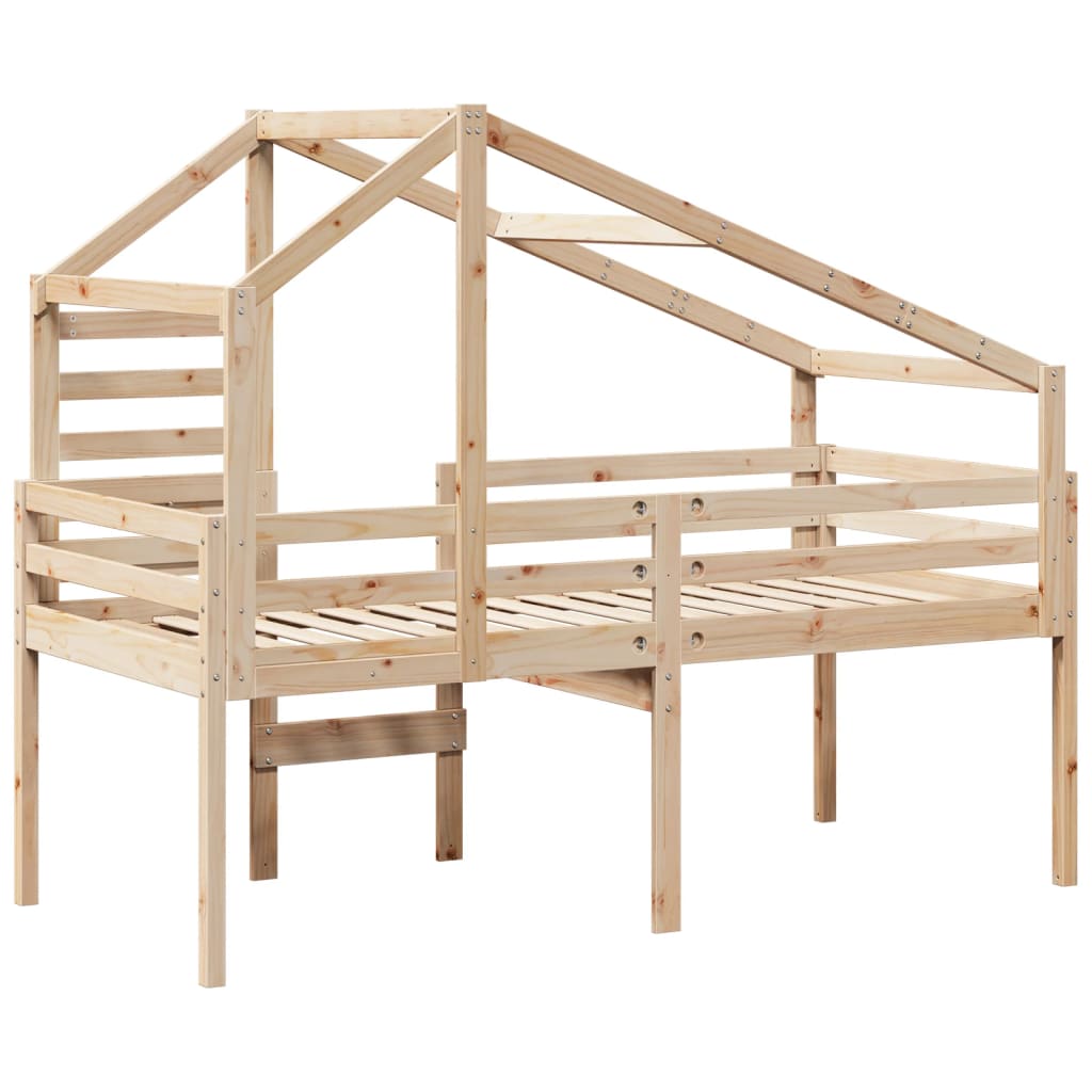Lit haut avec toit 75x190 cm bois de pin massif - 6