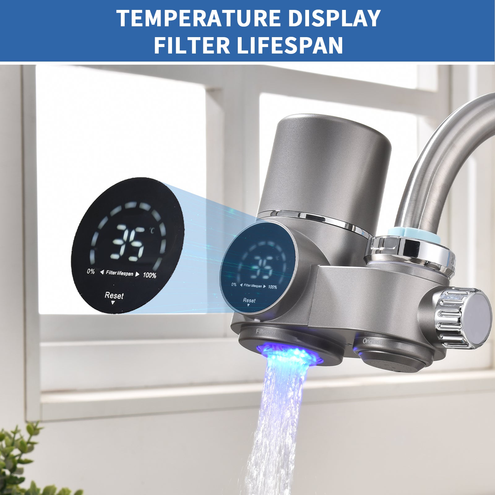 Système filtreur d'eau robinet - Filtre le chlore, les sédiments, l'oxyde, les nitrates. Filtre sur robinet,Convient aux robinets - 4