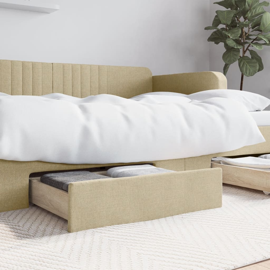 vidaXL Tiroirs de lit 2 pcs crème Bois d'ingénierie et Tissu