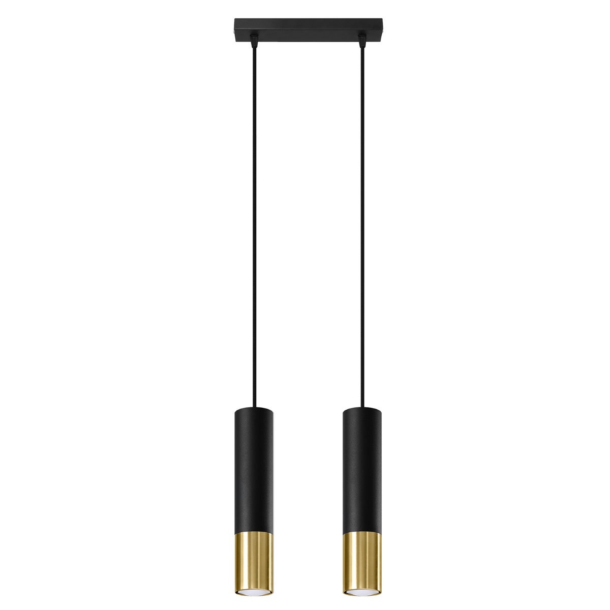 Lampa sufitowa wisząca Loopez czarna-złoto 2xGU10x40W wym: 100 x 29 x 29 cm metal Sollux Lighting