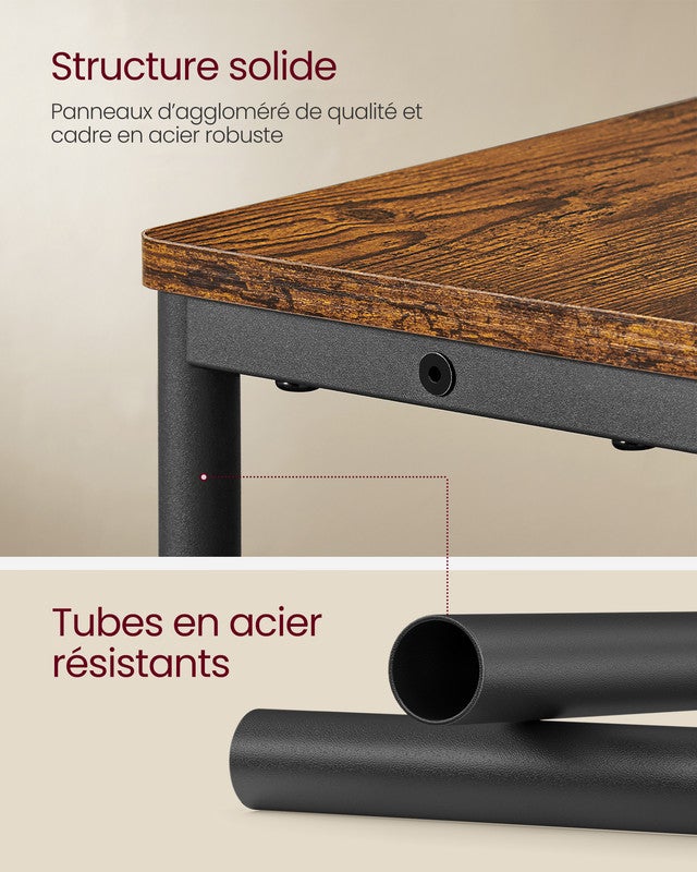 Table d'Appoint Fine avec Multiprise, Table de Chevet à 3 Niveaux, Bout de Canapé, pour Petits Espaces, Marron Rustique et Noir d’Encre - 6