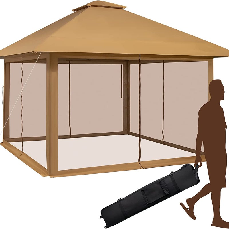 Pawilon ogrodowy 4 x 4 m, ze ścianami bocznymi z siatki, ochrona przed promieniowaniem UV 50+, w zestawie torba do przenoszenia z