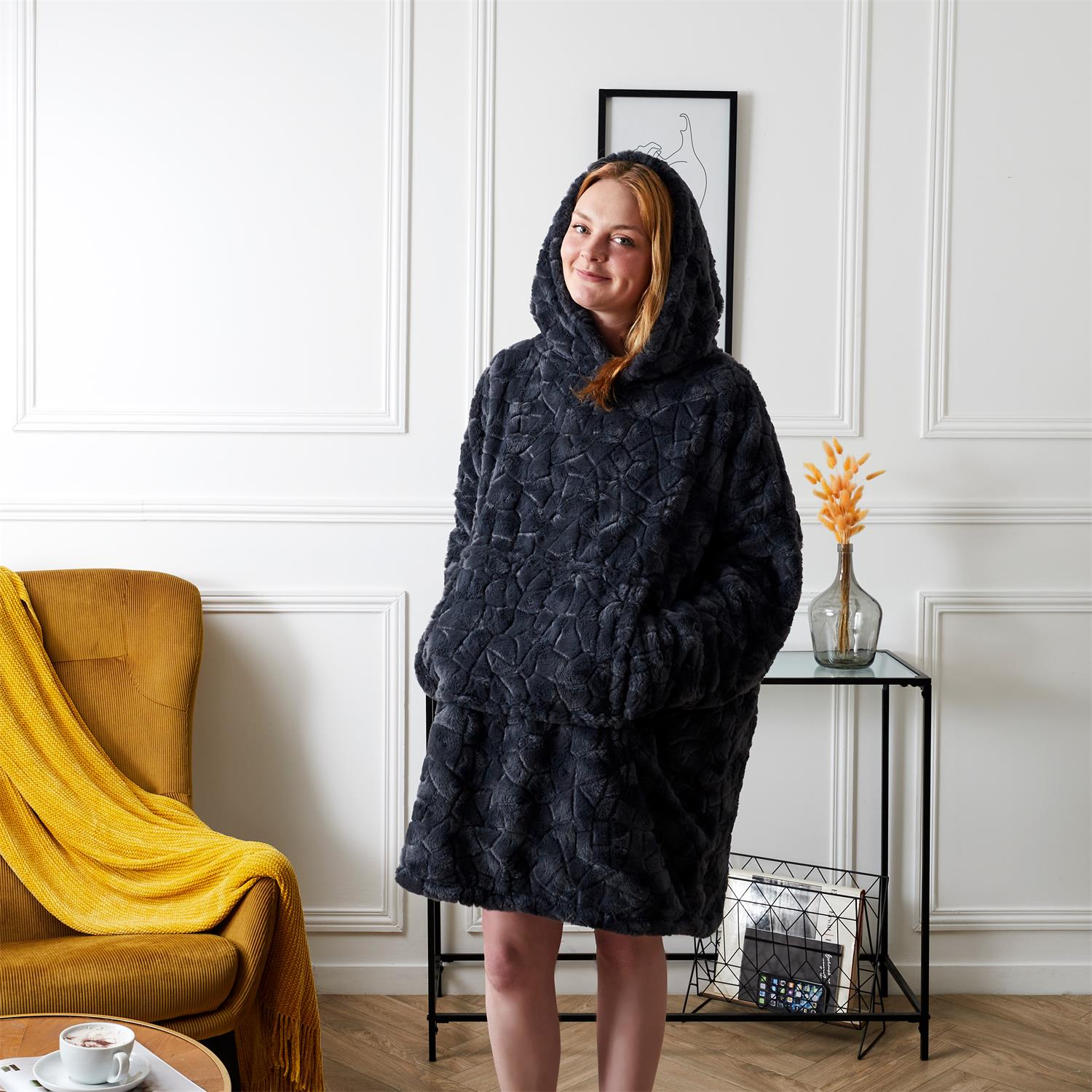 Sweat Plaid Embosse Gris Fonce - 3