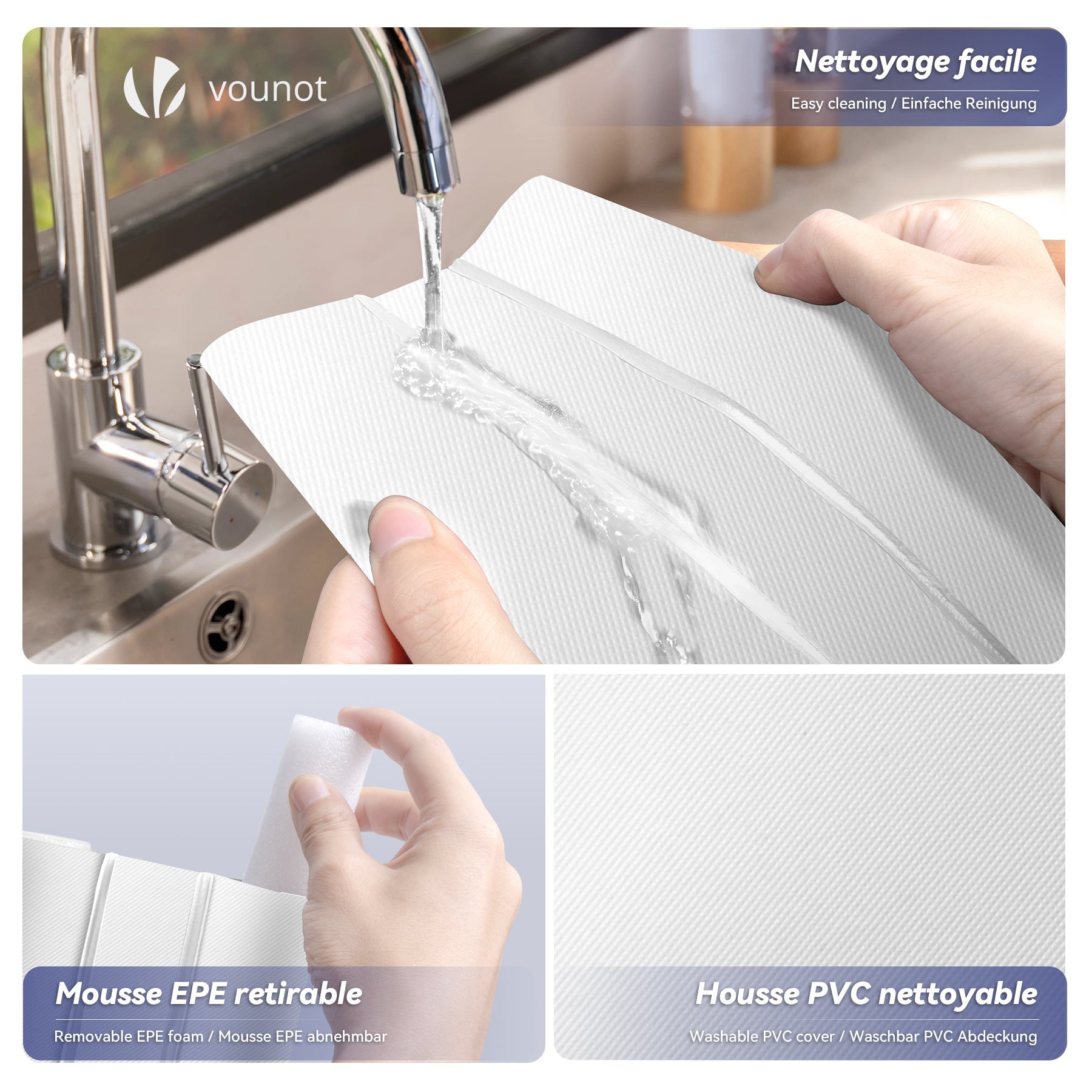 Burlete Puerta Entrada Doble Aislamiento 96cm, 2x Cortavientos para Puerta Aislante Térmico Acústico, Blanco - 6