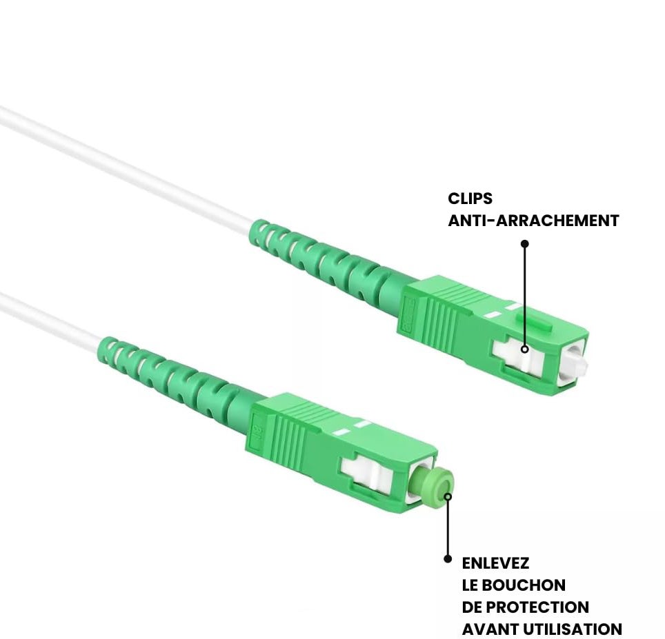Câble jarretière fibre optique pour orange / sfr / bouygues sc-apc à sc-apc blanc - 15m CONECTICPLUS - 2