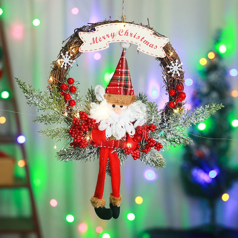 3 pacotes de decorações de guirlanda de natal, porta de boneca de natal pendurado ramos videira círculo guirlanda, ornamento de natal - 5