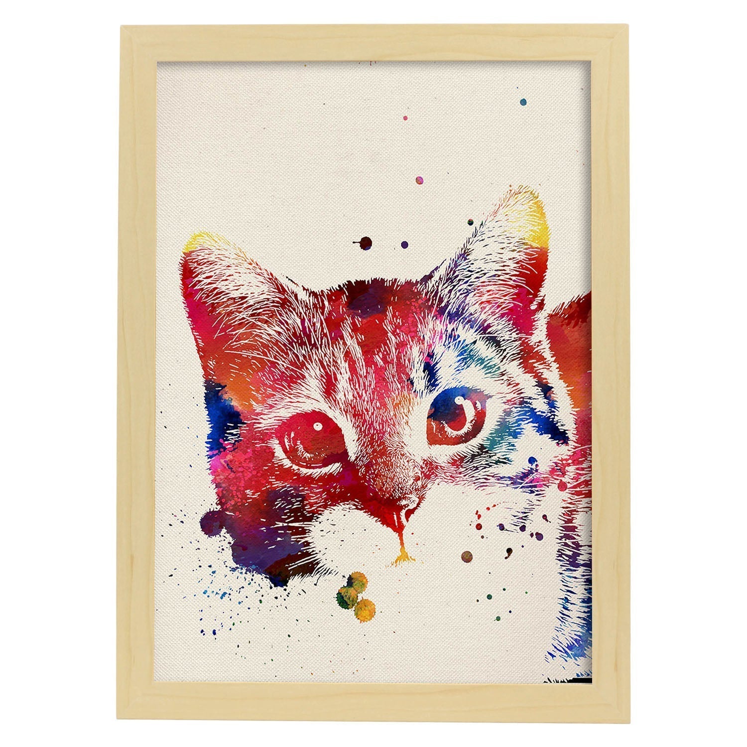 Affiche De Chat Avec Conception D'aquarelle. Mélange De Feuilles Avec Un Cadre De Style De Style Aquarelle Clair A4 - 2