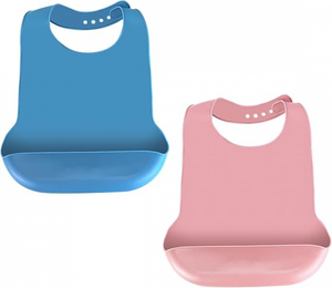OLGS Bavaglino in silicone per bambini, bavaglini con vaschetta di raccolta, bavaglino in silicone per ragazzi, ragazze, senza BPA e impermeabile, lavabile, ergonomico, bavaglino per bambini