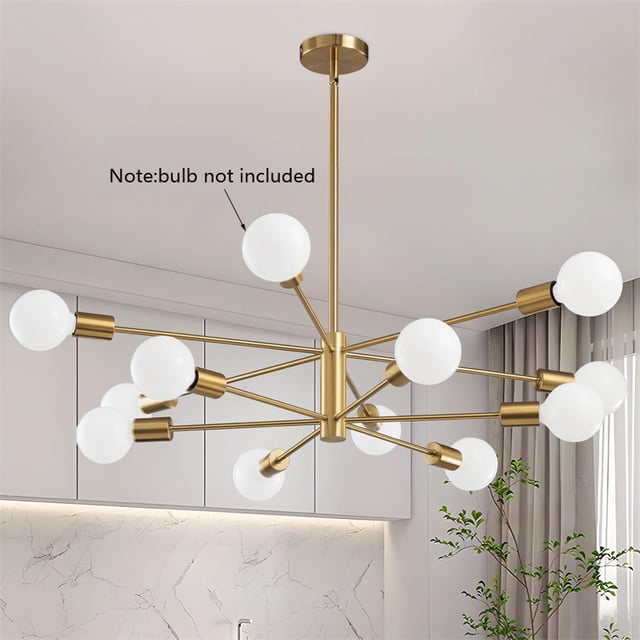 Candeeiro de teto Sputnik de 12 lâmpadas, candelabro , candeeiro NÃO incluído, candeeiro para cozinha, quarto, sala de estar