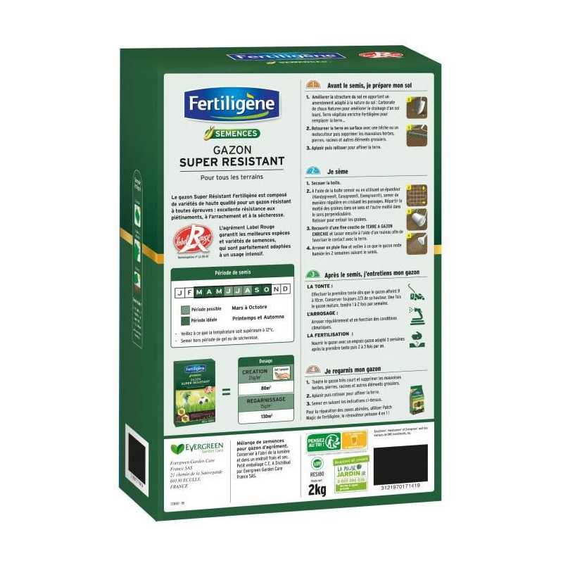 FERTILIGENE Gazon Super Resistant Tous Terrains - 2 kg - 2