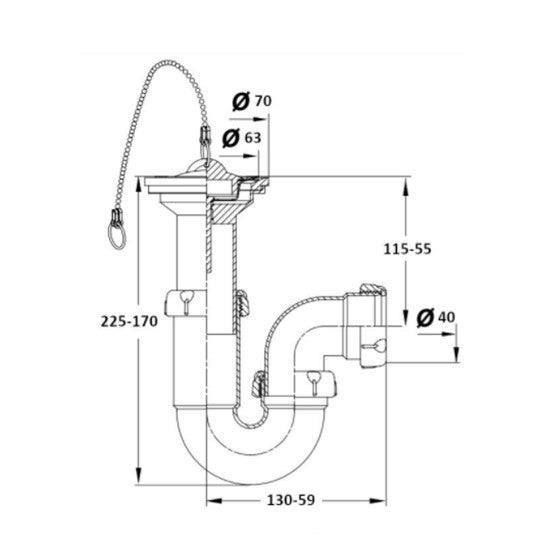 SIFÓN CURVO EXTENSIBLE S90 LAVABO BIDÉ 1.1/2