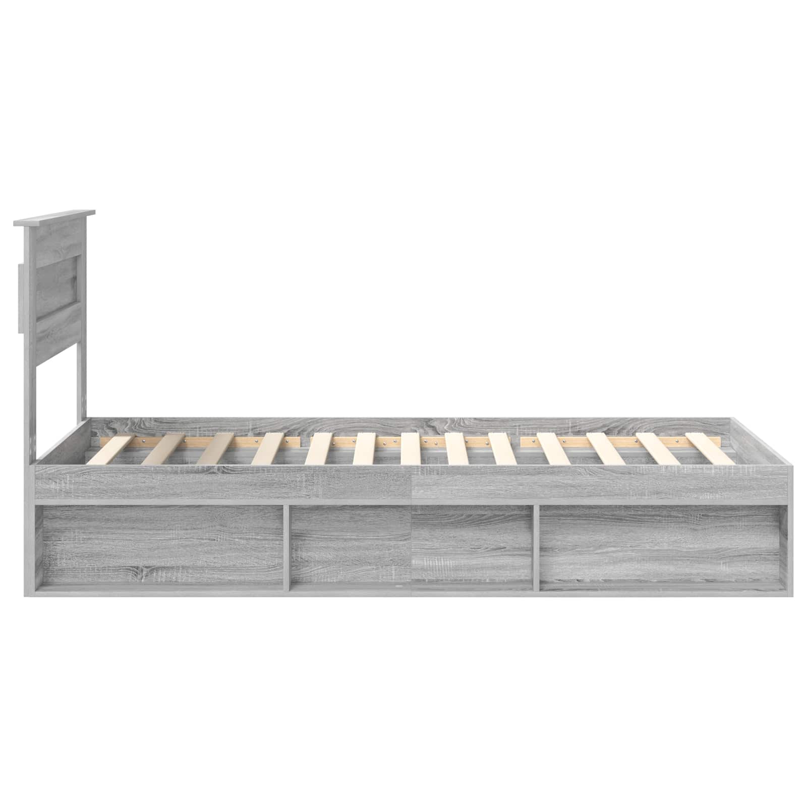 Cadre de lit gris en bois de pin massif pour la chambre, 75 × 190 cm - 8