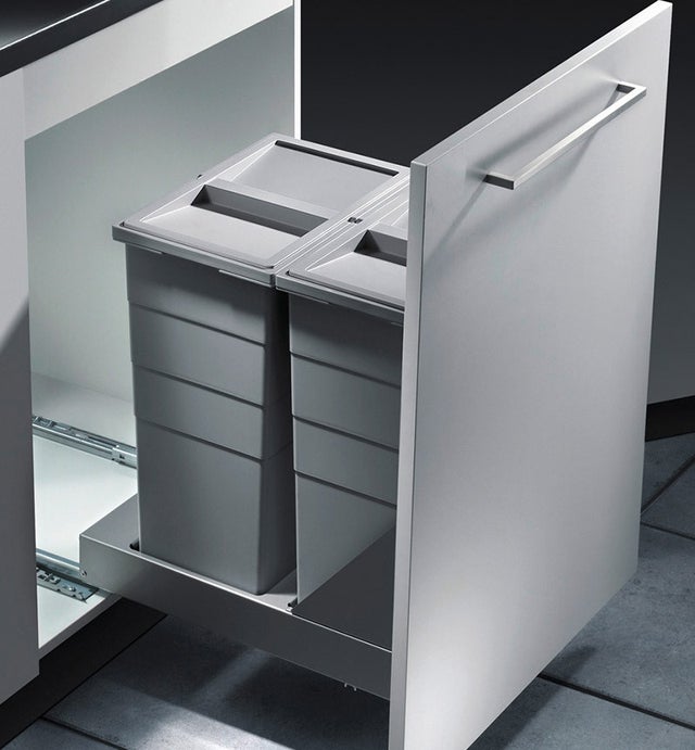 Poubelle encastrable 2 bacs pour meuble coulissant 60L (29+29) Hailo Bottom Mount