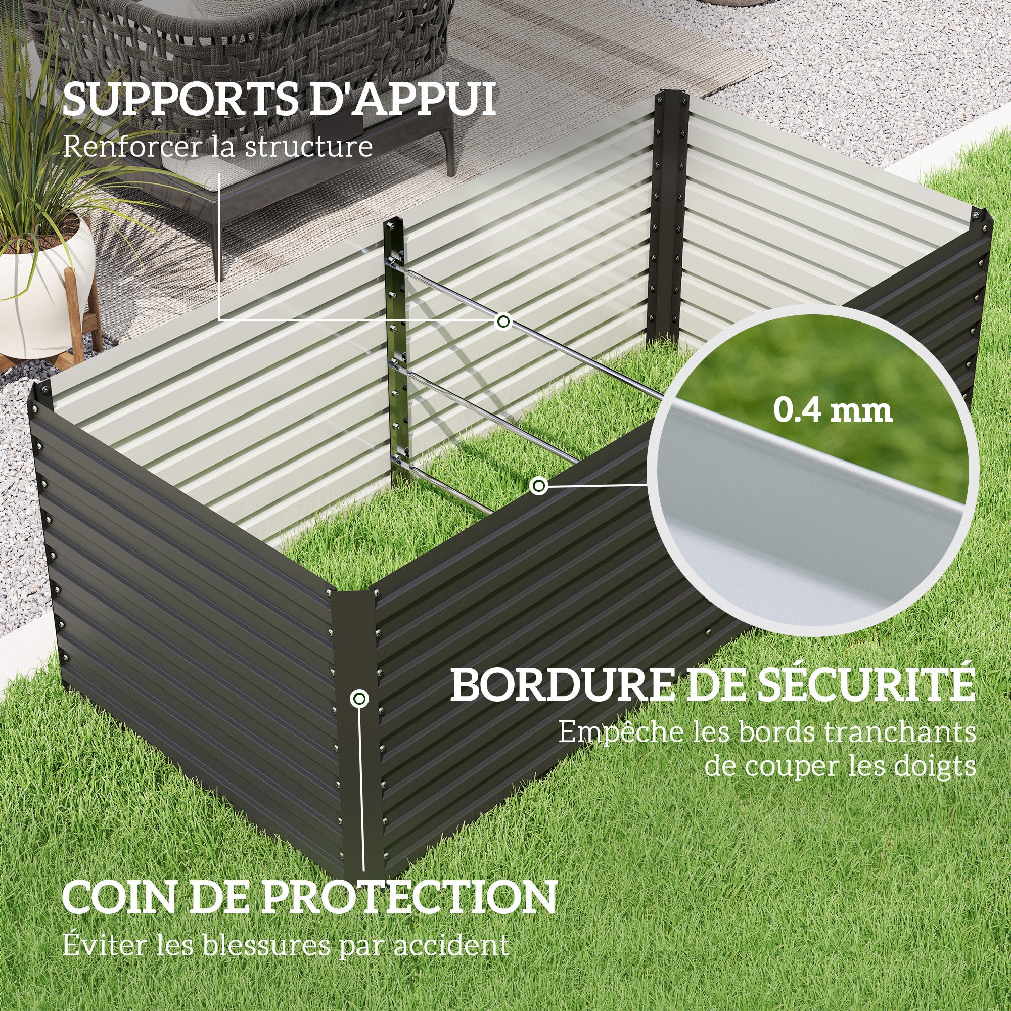 Jardinière Acier galvanisé Outsunny - 7