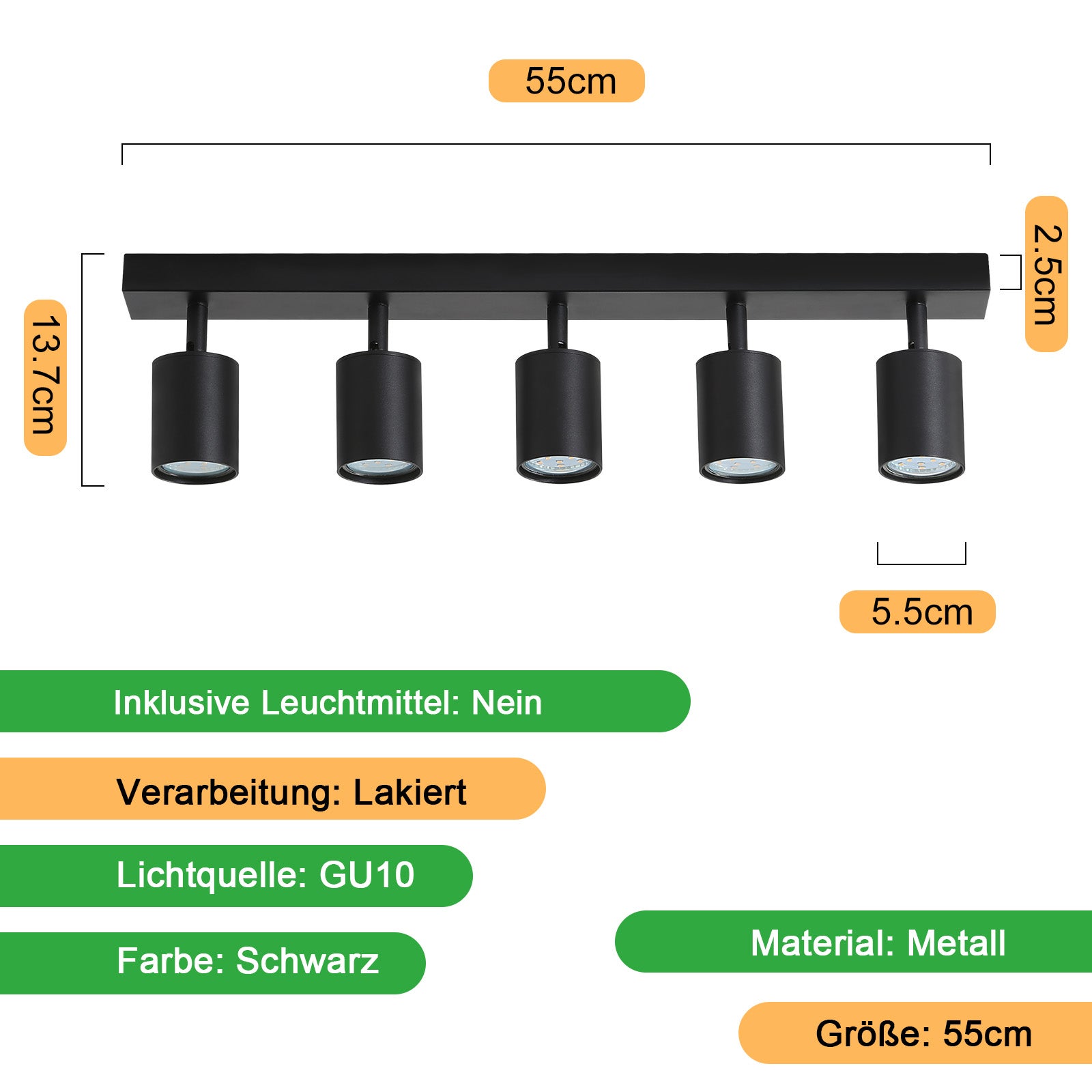 NETTLIFE Faretti LED neri da soffitto GU10 orientabili 350°, moderni per corridoio soggiorno camera da letto senza lampadina - 5