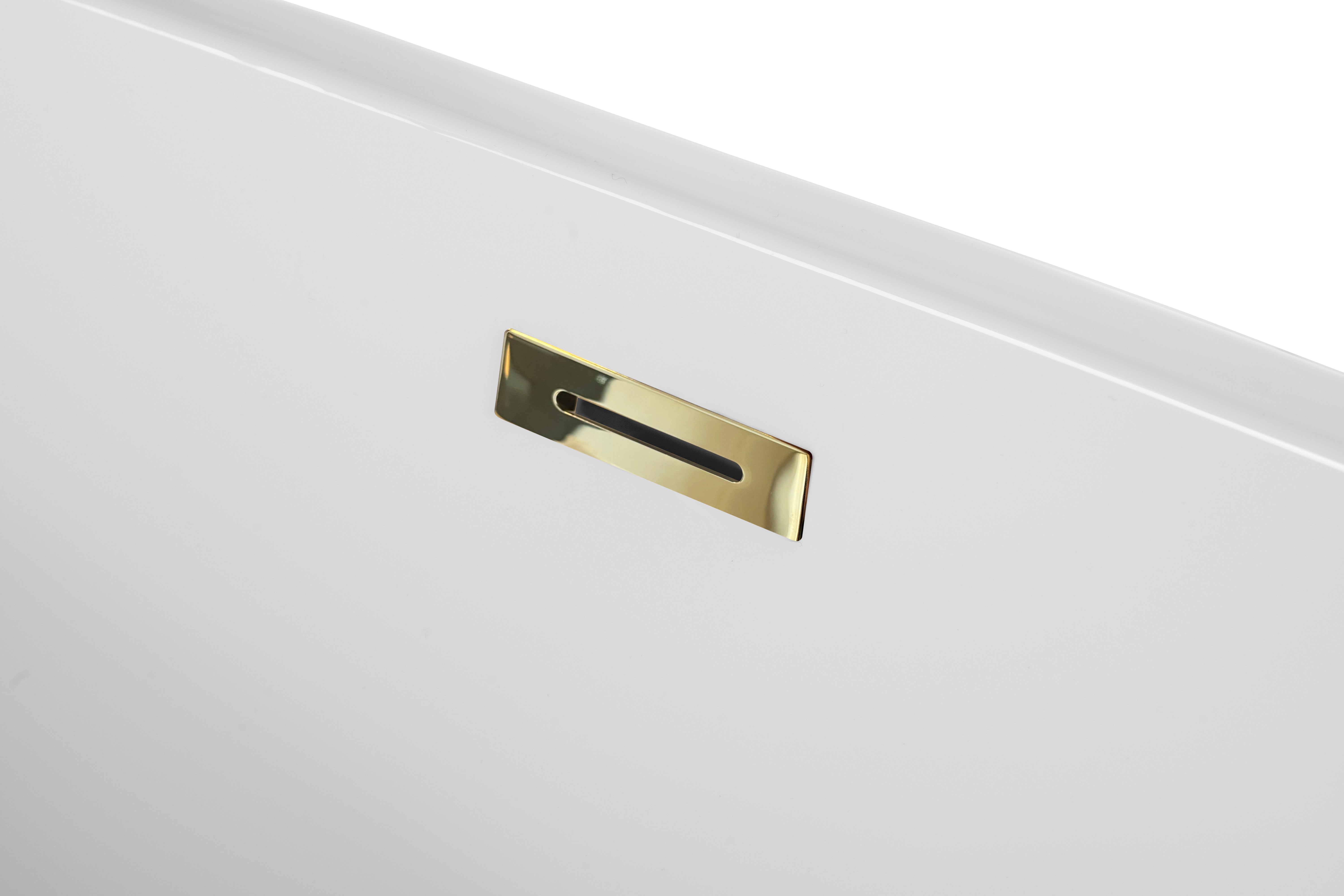 Wanna wolnostojąca przyścienna NAROŻNA PULA PRAWA 160 x 75 cm biała system przelewowy AKCESORIA ZŁOTE (KOREK I PRZELEW) - 4