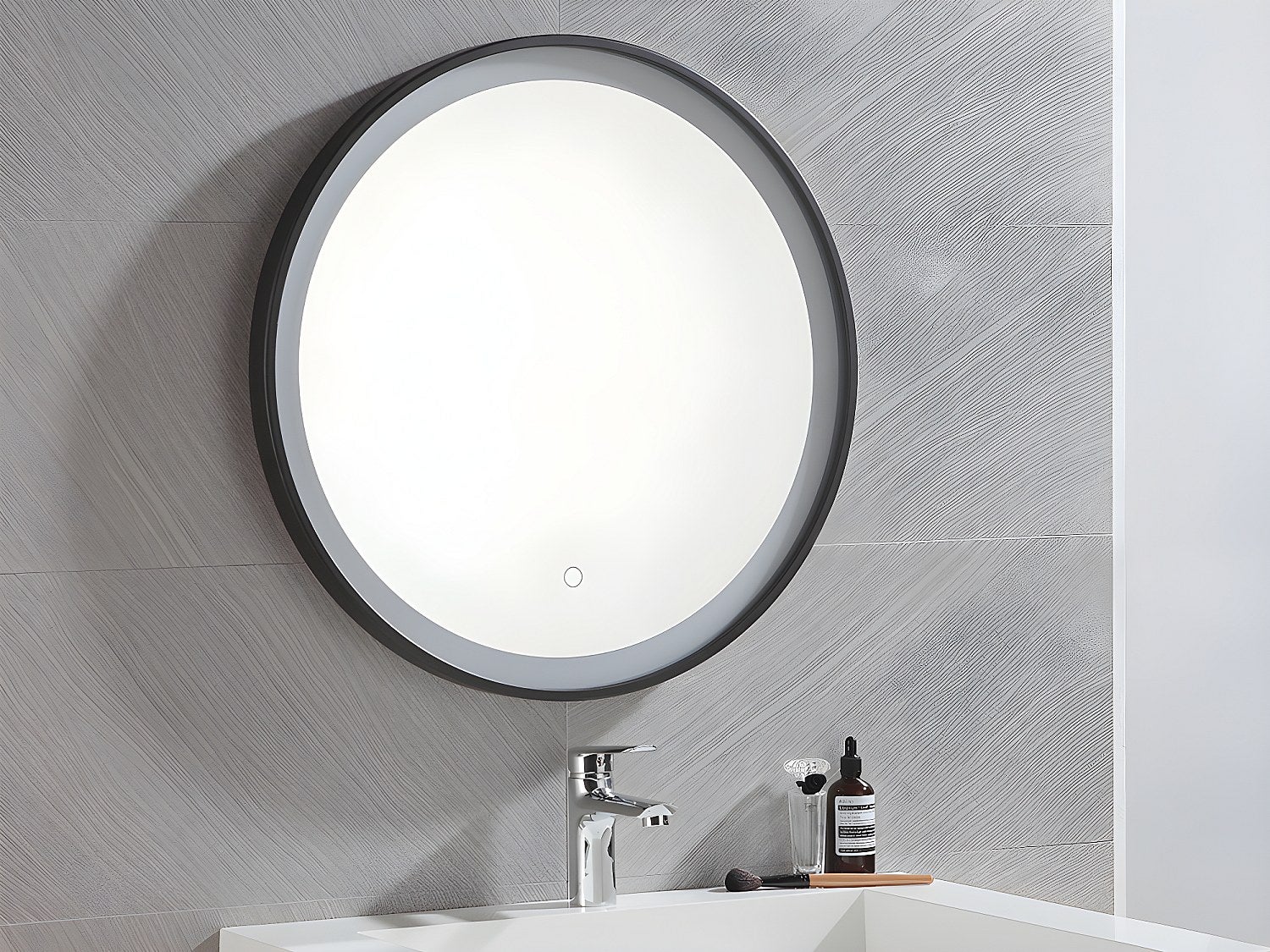Okrągłe lustro łazienkowe z podświetleniem LED NUMEA - Dł. 60 x Gł. 3.5 x Wys. 60