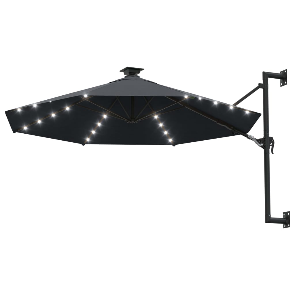 Ombrellone da parete con palo in metallo e LED 300 cm antracite 02_0008690 - 2