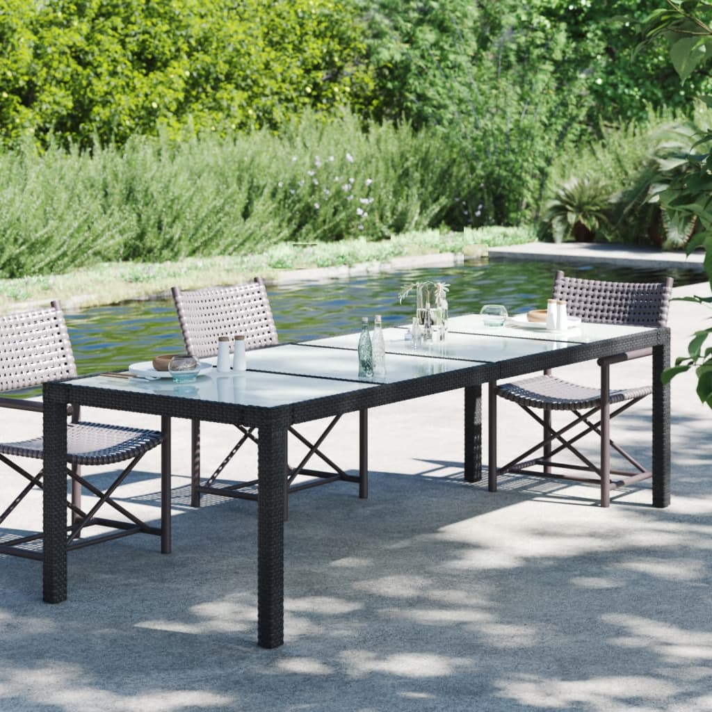 Table De Jardin | Table D'extérieur 150x90x75 Cm Verre Trempé Et Poly Rotin Gris