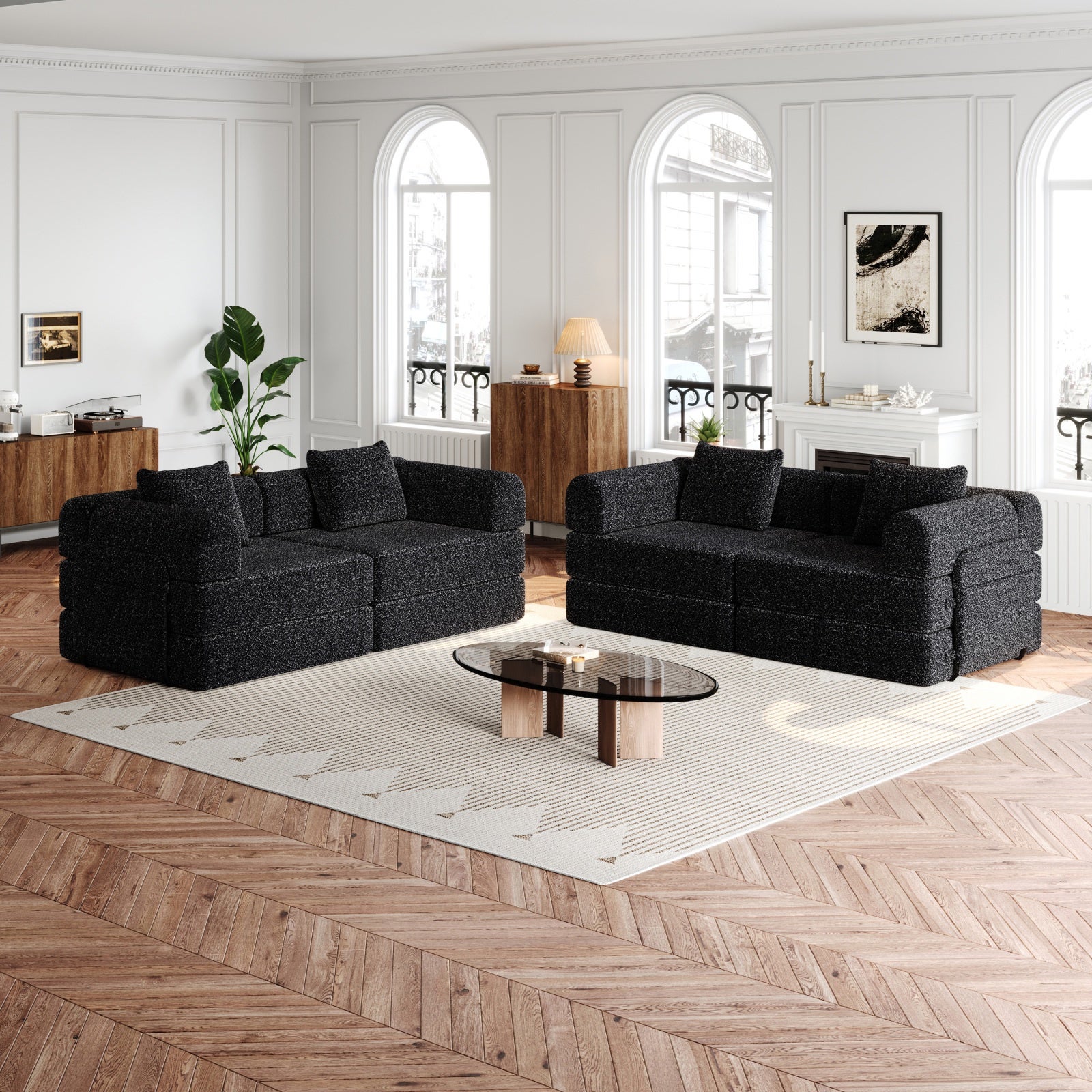Fauteuil-canapé 2 en 1 183.8 x 91.4 x 69.8 cm – Canapé-lit convertible 183.8 x 91.4 x 69.8 cm – Tissu chenille – Noir - 3