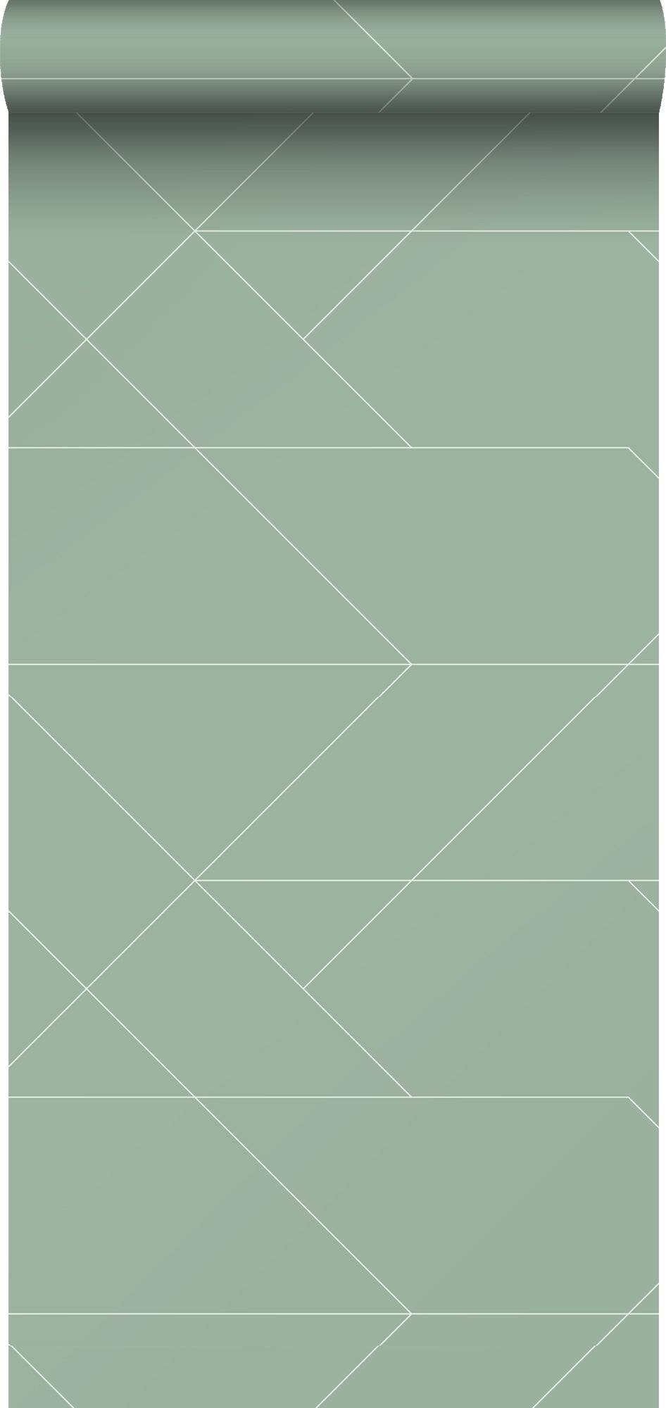 Tapeta linie graficzne popielatej miętowej zieleni - 53 cm x 10.05 m - ESTAHOME