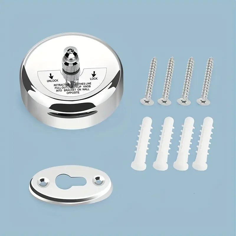 Corde à linge rétractable 2 pièces, sèche-linge en acier inoxydable avec corde en nylon réglable robuste, 9,2 pieds/2,8 m - 5