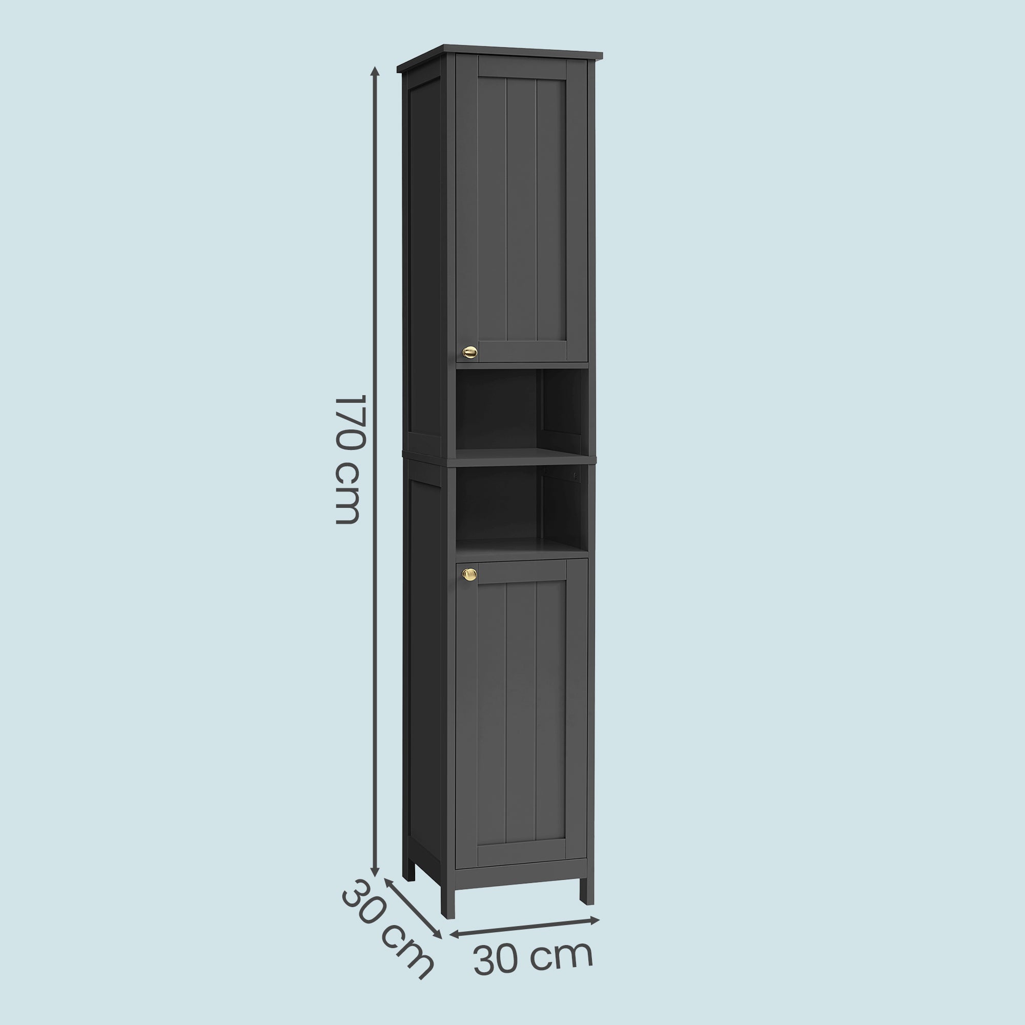 Colonne de Rangement Salle de Bain, Étagères Réglables, Meuble Haut Moderne pour Petits Espaces, Éclairage, Noir - 5