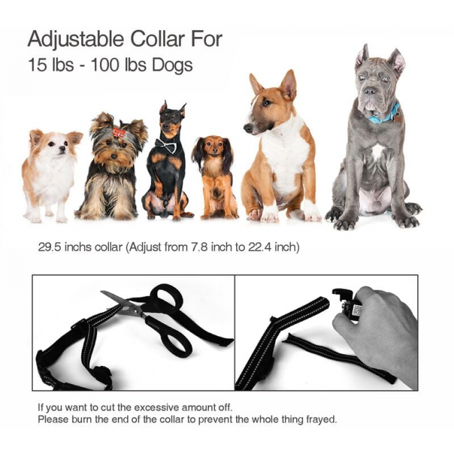 Collar eléctrico negro para adiestradores caninos con pantalla LCD y control remoto resistente al agua, doble función de vibración/descarga. - 3