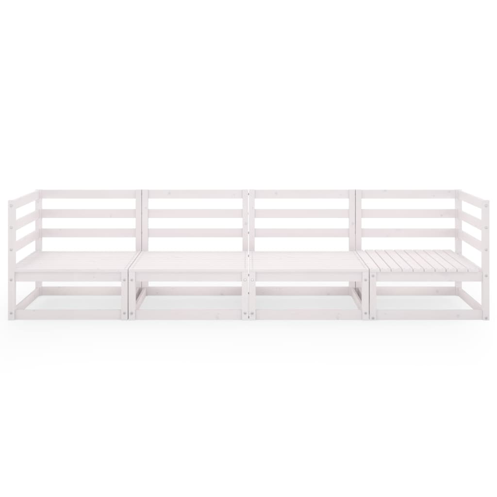 Maison Exclusive - Divano da Giardino a 4 Posti Bianco in Legno Massello di Pino - 3