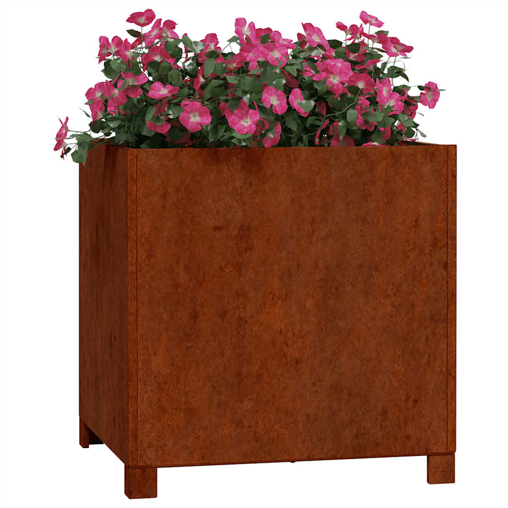 Lot de 2 Jardinières avec pieds - Pot De Fleurs Rouillé 49x47x50 cm acier corten Couleur évolue n2351l - 3