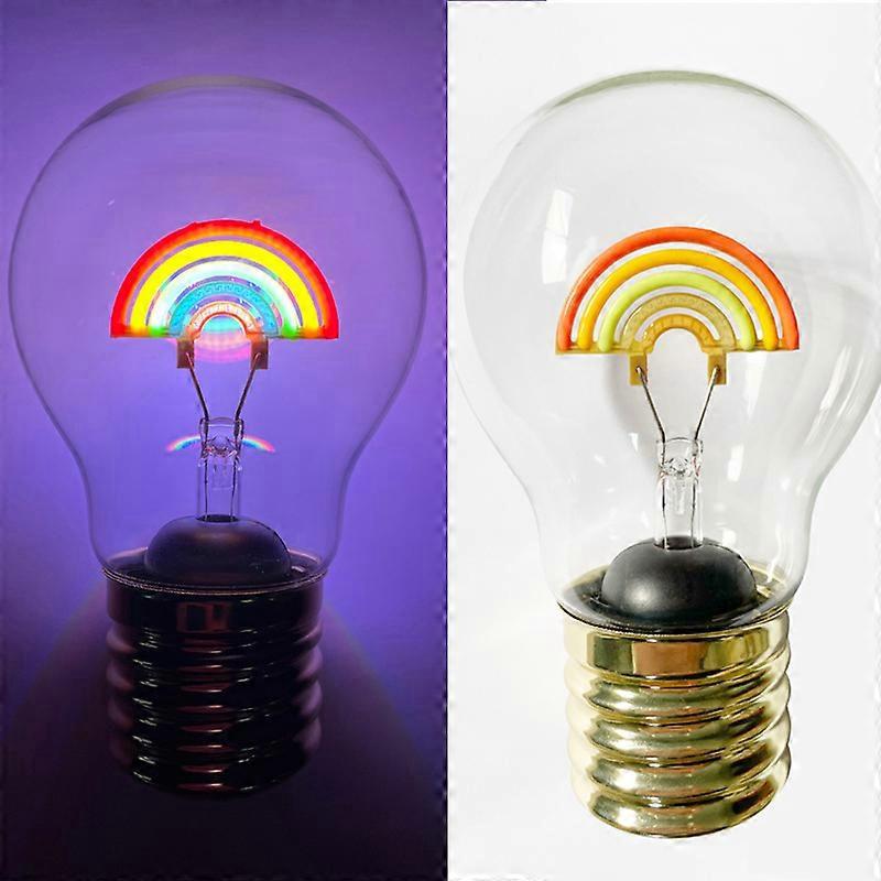 Lámpara de mesa inalámbrica con bombilla led de tungsteno retro con luz de arcoíris, luz de noche para dormitorio