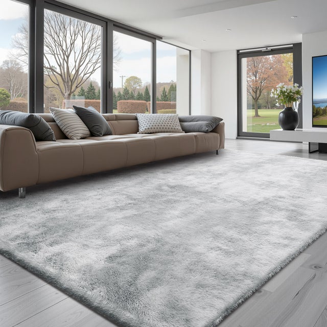 Tapete felpudo VEVOR 2,74 x 3,66 m, retangular para decoração de interiores, com forro macio em não-tecido para sala de estar, quarto, cinza claro