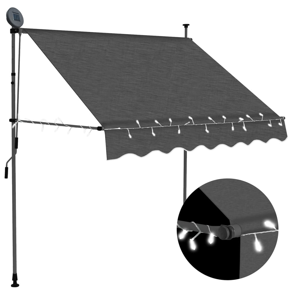 Ręcznie zwijana markiza z LED, 100 cm, antracytowa vidaXL