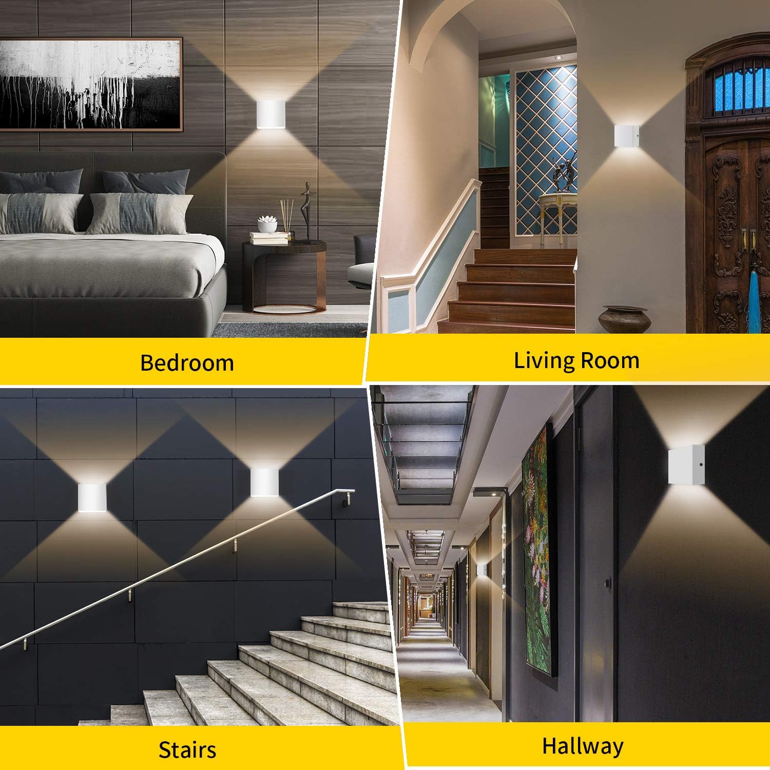 Due applique LED bianche, 20W, 12x12x12cm, luce bianca calda, adatte a camere da letto e corridoi - 5