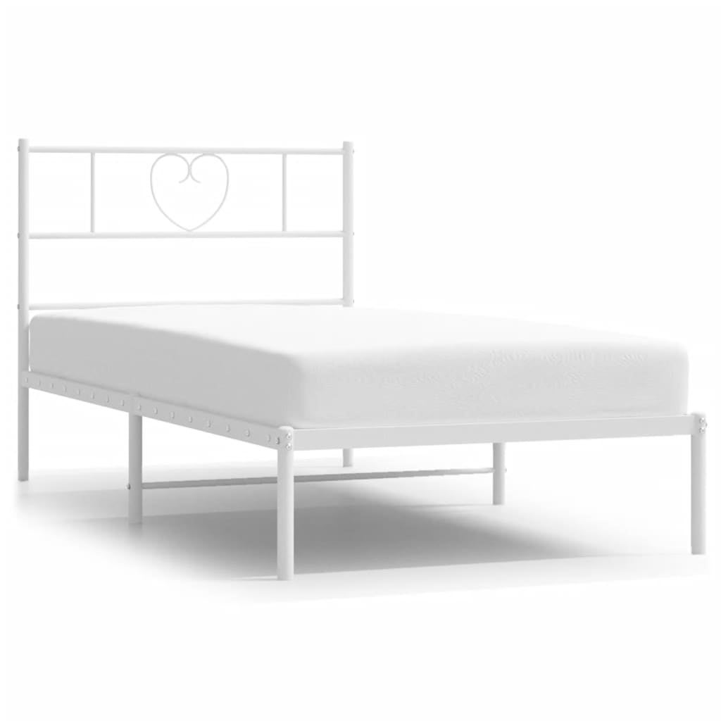 Łóżko Metalowe Białe Rama Łóżka Ze Stelażem Do Pokoju Sypialni 90x190 cm