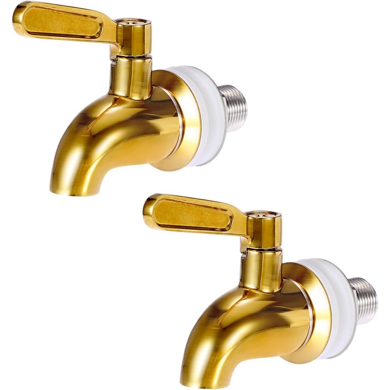 Zapasowy kran do dystrybutora napojów, kran ze stali nierdzewnej do dystrybutora wody, otwór 16 mm (5/8"), złoty - opakowanie 2 szt.