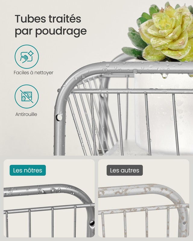 Organiseur de Cuisine, Étagère sous Évier, 2 Paniers Coulissants, Empilable,pour Rangement dans Placard, pour Cuisine, Salle de Bain,Gris Tourterelle - 6