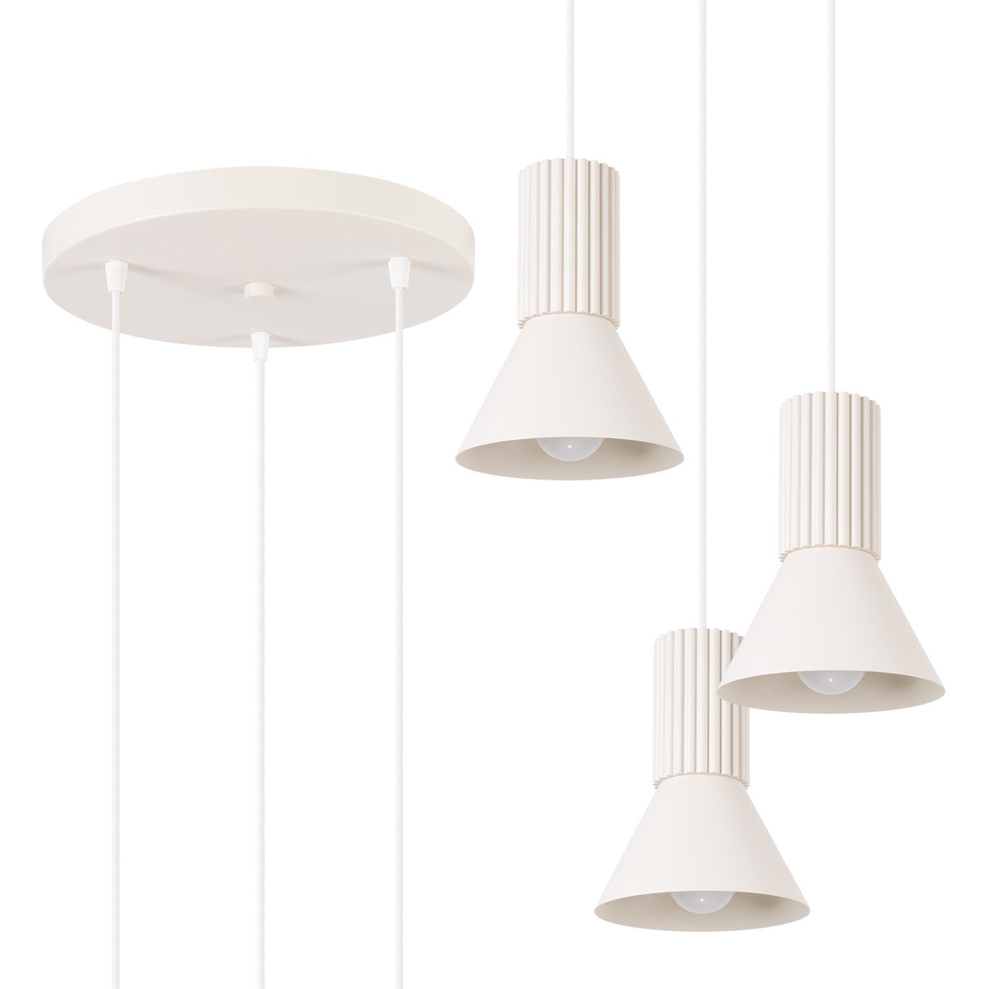 Lampa sufitowa ryflowana ESTRIA beżowa 3xE14x15W metal wym:120x30x30cm IP20 Sollux Lighting