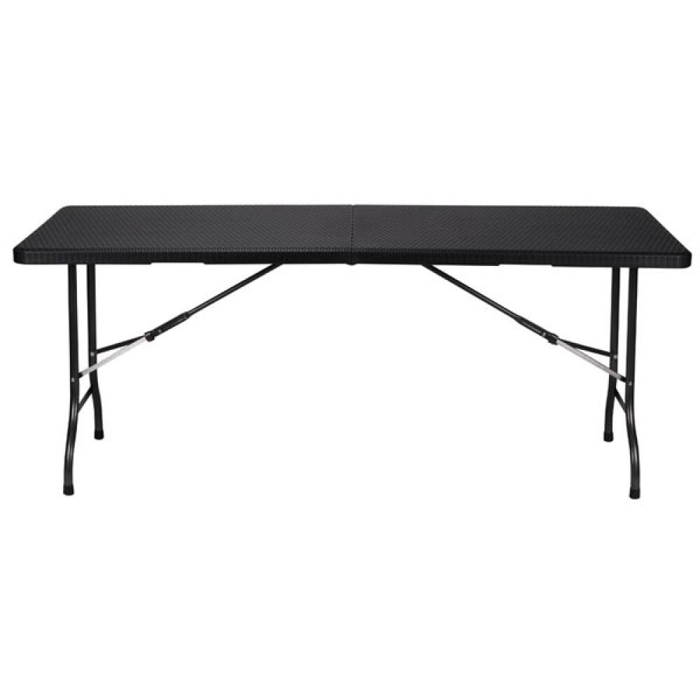 Perel Table pliante, résistant aux intempéries, avec poignée, aspect rotin, max. 100 kg, noir - 9