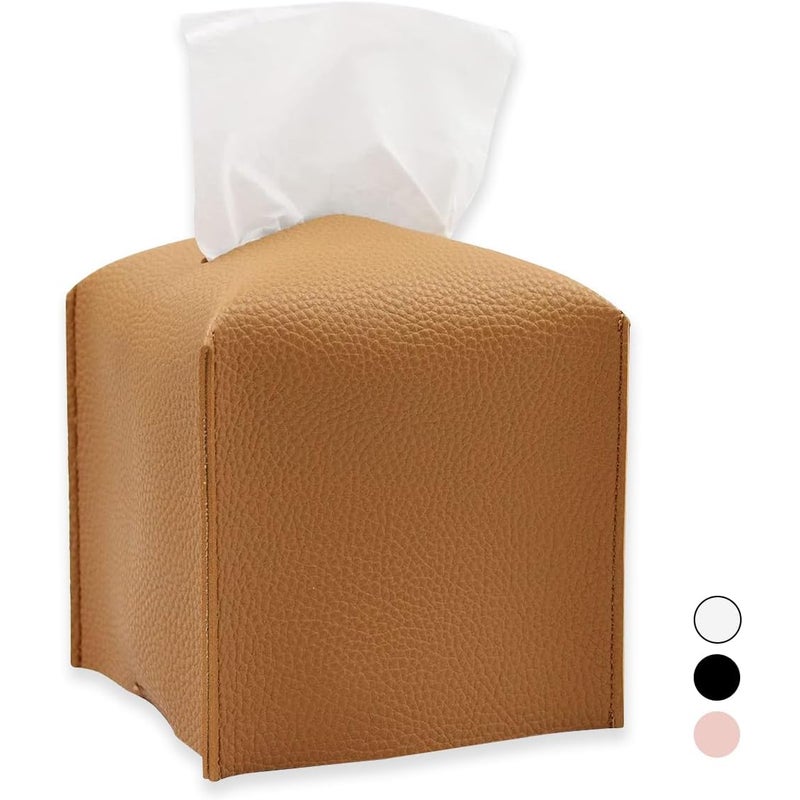 Pudełko na chusteczki, nowoczesne skórzane pudełko na chusteczki, z możliwością ponownego napełnienia, wys. x szer. x gł. 13 x 13 x 13 cm – jeden rozm