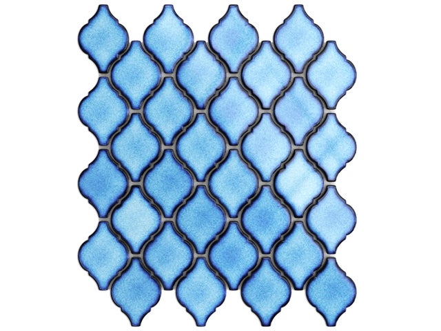 Mosaico su rete per bagno e cucina in ceramica BLUE ARABESQUE - 28.2 x 25.2 cm