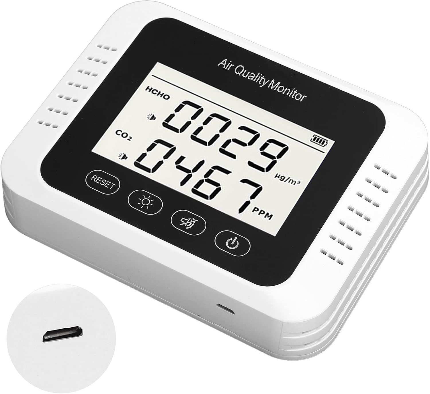 Duży ekran detektora CO2, monitor jakości powietrza do domu i biura