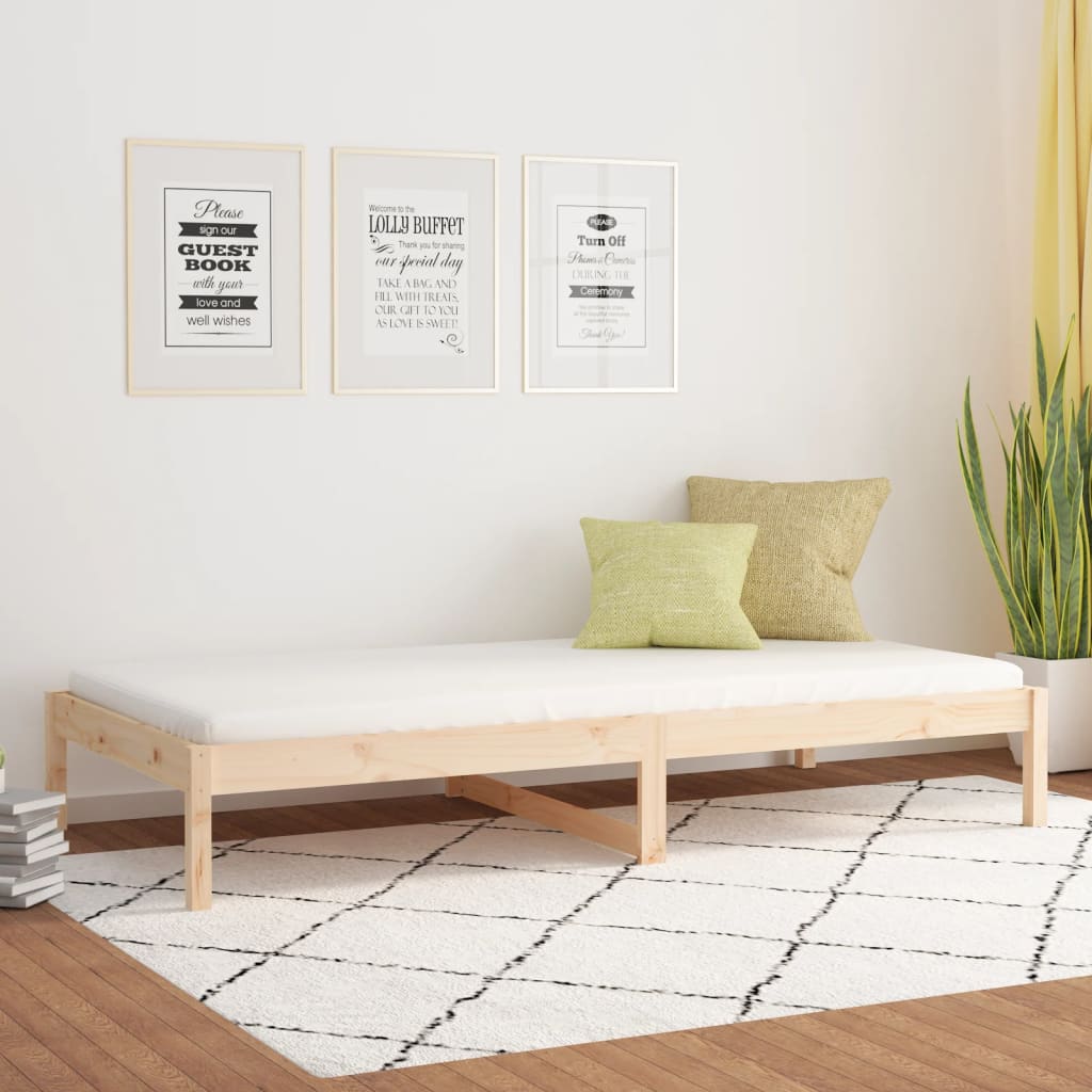 Łóżko Dzienne Drewniane Brązowe Rama Łóżka Ze Stelażem Sofa 90x200 cm