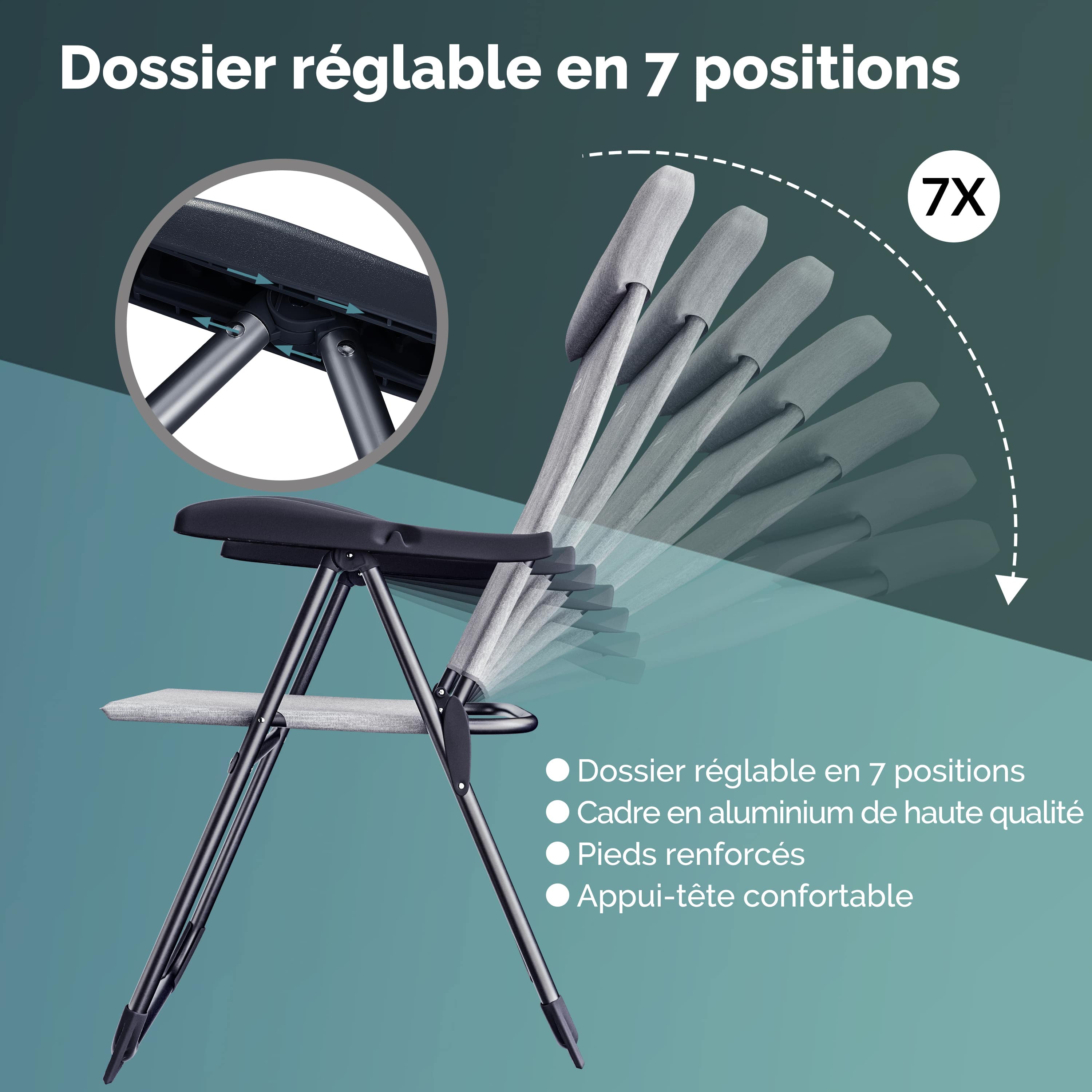 Chaise de jardin sans coussin Flivastore en Métal Gris - 3